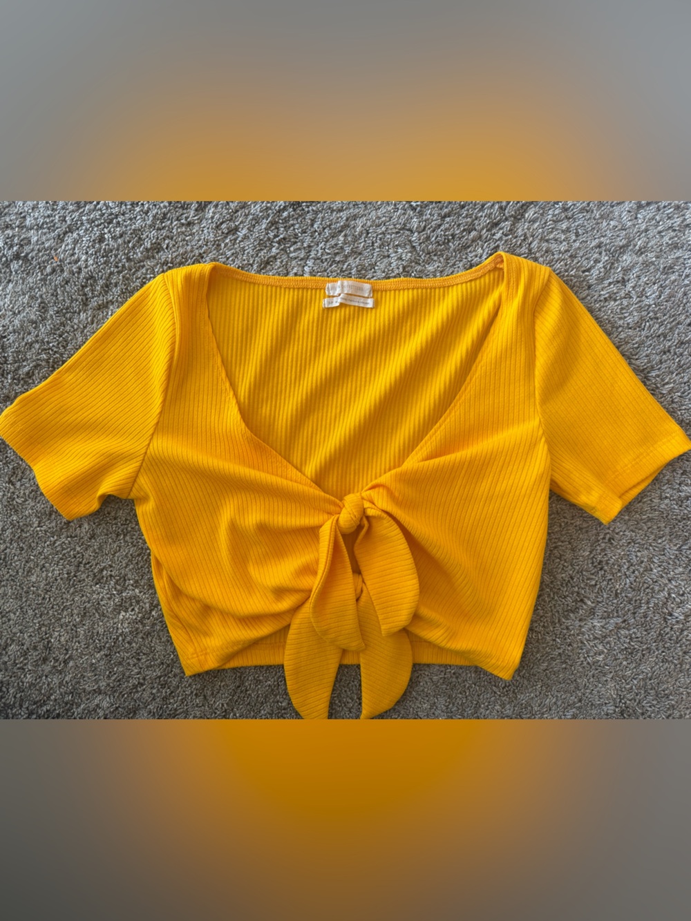 Urban Outfitters Yellow Knot-Front Ribbed Crop Top